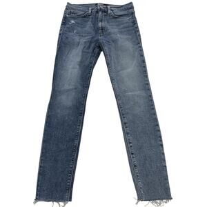 Hudson Jeans Womens 26 Blue Barbara Super Skinny Distressed‎ Raw Hem Ankle Denim